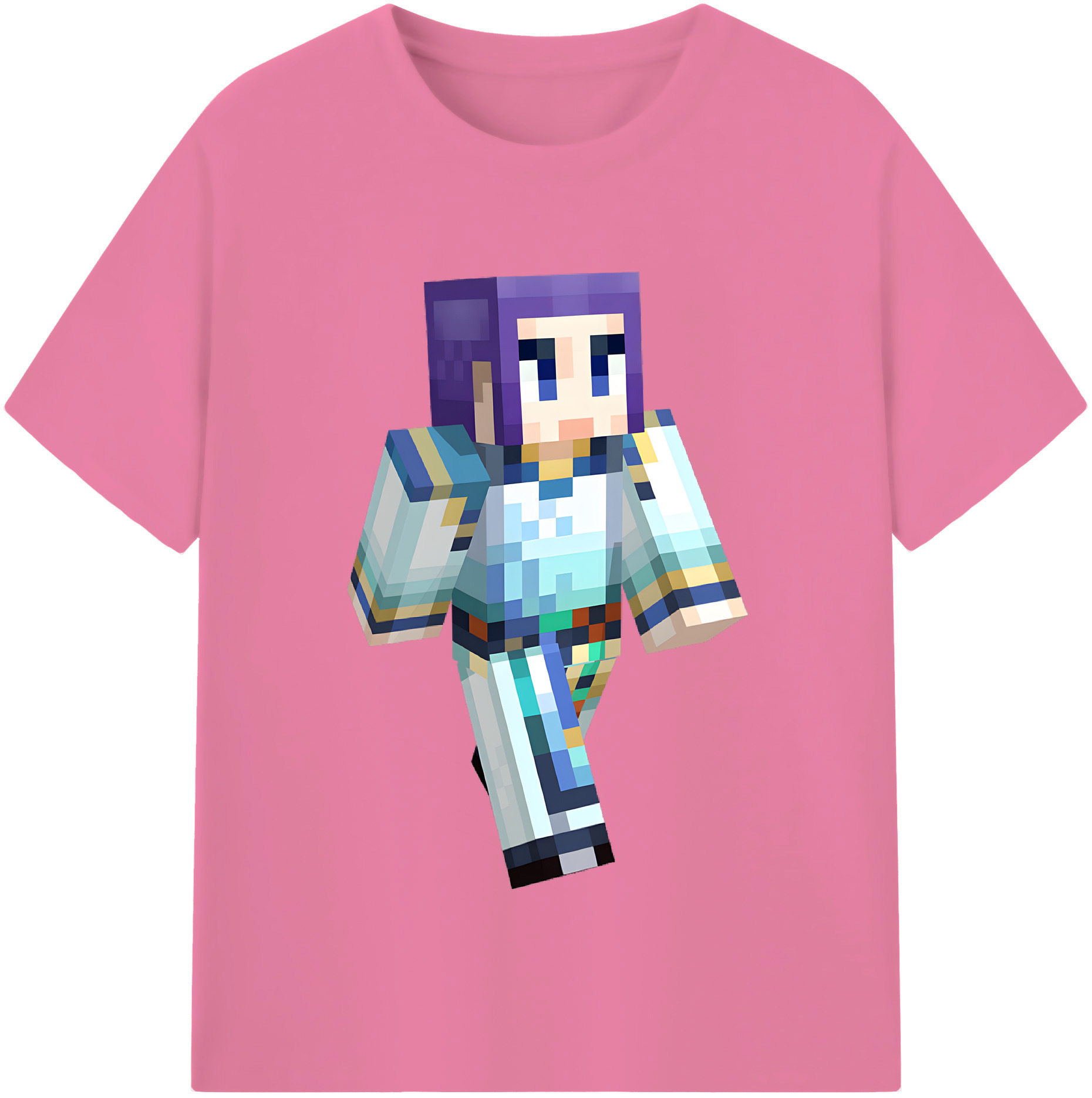 （画像用） マインクラフト ブロックの世界 Minecraft MC Block world 綿100％半袖Tシャツ（フロントプリント）